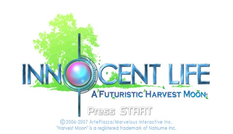 Innocent Life: A Futuristic Harvest Moon title screen for PSP
